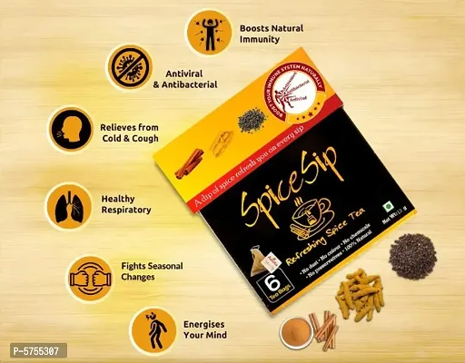 Spice Sip - Natural Immunity Booster Wellness Tea for All Adults Kids - Turmeric Cinnamon Black Pepper Spices - Pack of 5 (30 Tea Bags)-thumb4