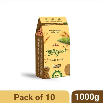 Taste Good Karela Biscuits High Fiber Tasty and Healthy Sugar Free Snacks 1000 g - Pack of 10