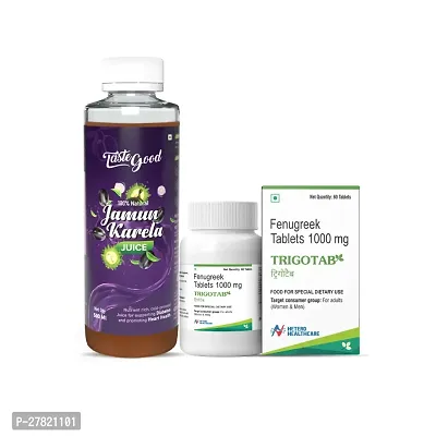 Diabetic care combo - Karela Jamun Juice (500ML) |  Fenugreek Extract Seed Powder Tablets (60 Tabs).-thumb0