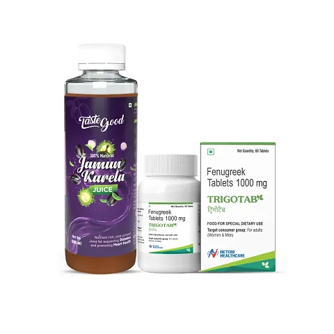 Diabetic care combo - Karela Jamun Juice (500ML) |  Fenugreek Extract Seed Powder Tablets (60 Tabs).