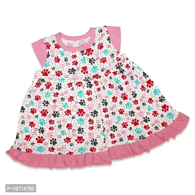 Baby Girls Floral Print Frock Cotton Cap Sleeve Knee Length Frocks for Baby Girl Round Neck Cotton Kids Frock