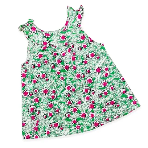 Baby Girls Floral Print Frock Cotton Sleeveless Knee Length Frocks for Baby Girl