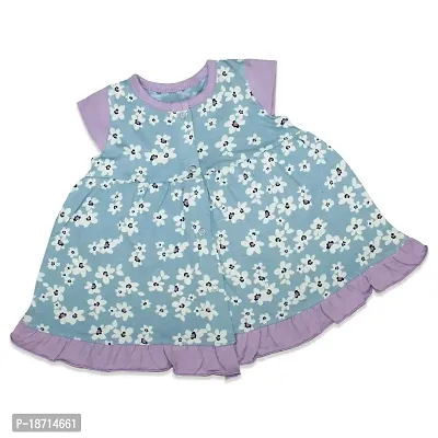 Baby Girls Floral Print Frock Cotton Cap Sleeve Knee Length Frocks for Baby Girl Round Neck Cotton Kids Frock