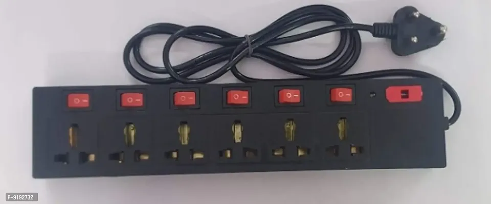 Extension Board with 6 Socket 6 Switches, Universal Cord Heavy Duty Copper and LED Indicator, Multi Plug High ( 2 Meter)-thumb0