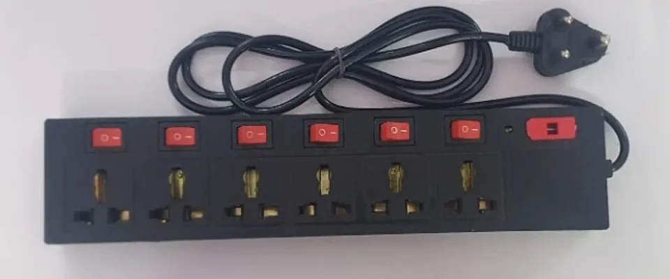 Extension Board with 6 Socket 6 Switches, Universal Cord Heavy Duty Copper and LED Indicator, Multi Plug High ( 2 Meter)