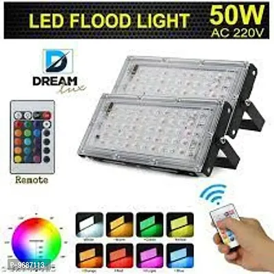 RSCT 50W RGB LED Brick Light Multi Color with Remote Waterproof IP66 LED Flood Light (50WATT,Plastic) Pack Of 2