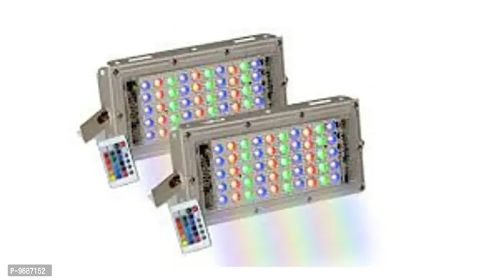 RSCT 50W RGB LED Brick Light Multi Color with Remote Waterproof IP66 LED Flood Light (50WATT,Plastic) Pack Of 2-thumb0