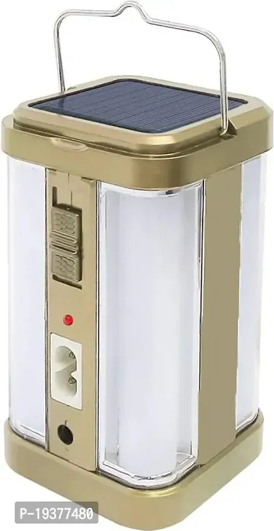 RSCT 4 Tubes 360 Degree Hi-Bright Lantern With Solar And Rechargeable Emergency Light (Golden, Plastic, Pack of 1)-thumb0