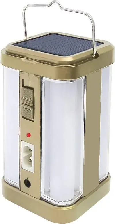 RSCT 4 Tubes 360 Degree Hi-Bright Lantern With Solar And Rechargeable Emergency Light (Golden, Plastic, Pack of 1)