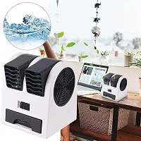 Mini AC USB and Battery Operated Air Conditioner Mini Water Air Cooler Cooling Fan Duel Blower with Ice Chamber (Pack of 1)-thumb1