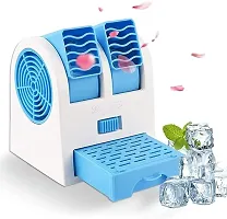 Mini AC USB and Battery Operated Air Conditioner Mini Water Air Cooler Cooling Fan Duel Blower with Ice Chamber (Pack of 1)-thumb2