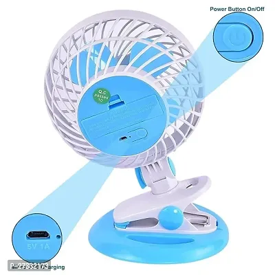 RSCT Mini Clip fan Rechargeable with 3 speed adjustable Table fan 360 degree rotation for Home, Office, Car, Kichen (Color May Change)-thumb4