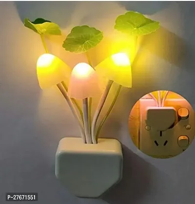 Magic 3D LED Night Lamp with Plug Smart Sensor auto On/Off and Color Change Mushroom Flowers Beautiful Illumination Home Decoration Lights for Bedroom Corridor (Multicolour) (Single Pack)-thumb0