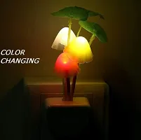 Magic 3D LED Night Lamp with Plug Smart Sensor auto On/Off and Color Change Mushroom Flowers Beautiful Illumination Home Decoration Lights for Bedroom Corridor (Multicolour) (Single Pack)-thumb1