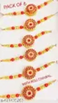 Elegant Raksha Bandhan Rakhi for Brother with Roli Chawal Pack of 6-thumb1