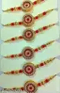 Elegant Raksha Bandhan Rakhi for Brother with Roli Chawal Pack of 6-thumb2