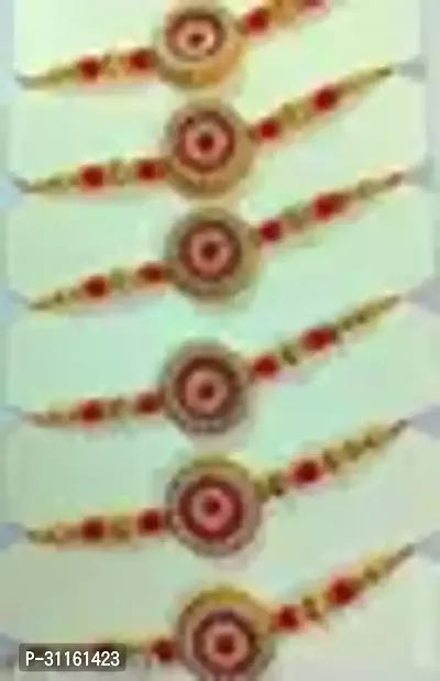 Elegant Raksha Bandhan Rakhi for Brother with Roli Chawal Pack of 6-thumb3