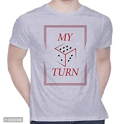 Elegant Grey Cotton Printed Round Neck Tees For Men-thumb0