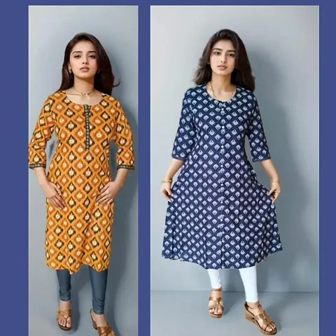 Beautiful Viscose A-Line Kurta For Women-Pack Of 2