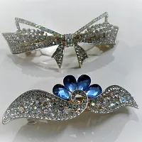 Combo of 2 Metallic Hair Pins Very Beautiful Multi Colored Stones Studded Designer & Stylish-thumb4