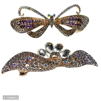 Combo of 2 Very Gorgeous Metallic Hair Pins Multi Colored Stones Studded Pretty too
