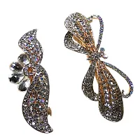 Very Nice Combo of 2 Beautiful Metallic Hair Clips Multi Colored Stones Studded Pretty Looking-thumb1