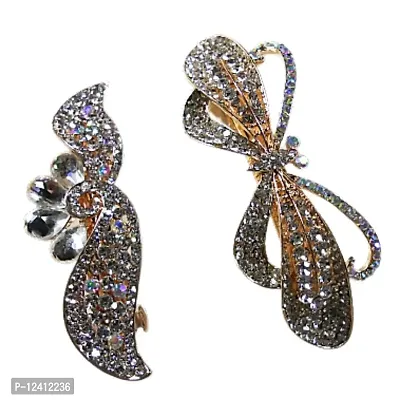 Very Nice Combo of 2 Beautiful Metallic Hair Clips Multi Colored Stones Studded Pretty Looking-thumb2