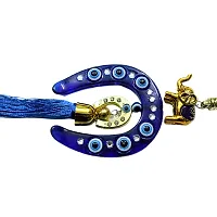 A Feng-Shui Wall Hanging Horse Shoe(Ghode ki Naal) Golden Elephant & 6 Evil Eye for Money Luck & Nazar Dosh Nivaran. Ideal for Home, Office, Shop and Car-thumb2