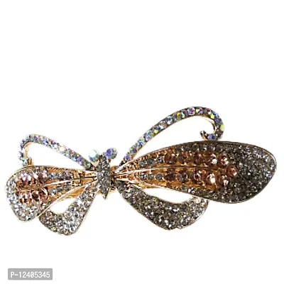 Gorgeous Combo of 2 Very Beautiful Metallic Hair Clips Multi Colored Stones Studded Pretty Looks-thumb3