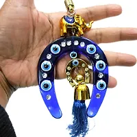 A Feng-Shui Wall Hanging Horse Shoe(Ghode ki Naal) Golden Elephant & 6 Evil Eye for Money Luck & Nazar Dosh Nivaran. Ideal for Home, Office, Shop and Car-thumb3