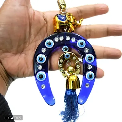 A Feng-Shui Wall Hanging Horse Shoe(Ghode ki Naal) Golden Elephant & 6 Evil Eye for Money Luck & Nazar Dosh Nivaran. Ideal for Home, Office, Shop and Car-thumb4