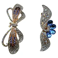 Combo of 2 Fancy Metallic Hair Pins Multi Colored Stones Studded Beautiful-thumb4