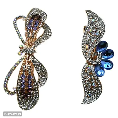 Combo of 2 Fancy Metallic Hair Pins Multi Colored Stones Studded Beautiful-thumb5