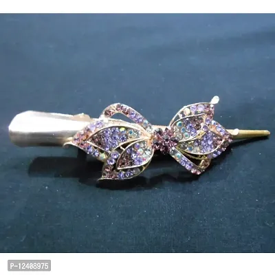 Combo of 2 Multi Colored Stones Studded Metallic Hair Clip Nice & Beautiful-thumb4