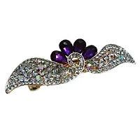 Combo of 2 Beautiful Fancy Metallic Hair Clips Multi Colored Stones Studded-thumb1