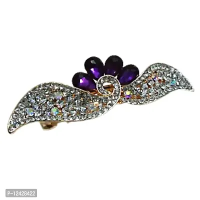 Combo of 2 Beautiful Fancy Metallic Hair Clips Multi Colored Stones Studded-thumb2