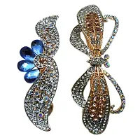 Combo of 2 Fancy Metallic Hair Pins Multi Colored Stones Studded Designer & Stylish-thumb4