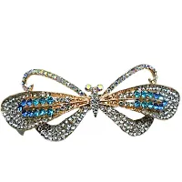 Combo of 2 Beautiful Fancy Metallic Hair Clips Multi Colored Stones Studded-thumb2