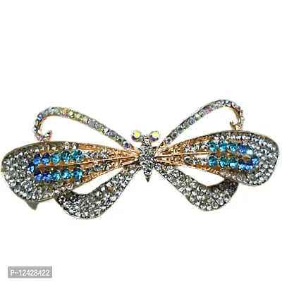 Combo of 2 Beautiful Fancy Metallic Hair Clips Multi Colored Stones Studded-thumb3