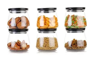 GRECY MATUKI Airtight Container Jar Set For Kitchen - 900ml Set Of 6 | Jar Set For Kitchen | Kitchen Organizer Container Set Items | Air Tight Containers For Kitchen Storage (BLACK)-thumb2
