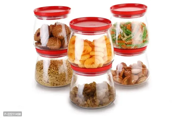 GRECY MATUKI Airtight Container Jar Set For Kitchen - 900ml Set Of 6 | Jar Set For Kitchen | Kitchen Organizer Container Set Items | Air Tight Containers For Kitchen Storage (RED)-thumb2