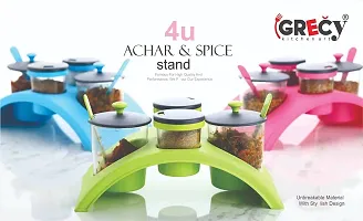 GRECY 4X Achar Jar Set 2 with Spoon, Salt  Pepper Set 2 for Dining Table Stand,Dry Fruit Jar Serving Dinner Condiment Set - BLUE-thumb2