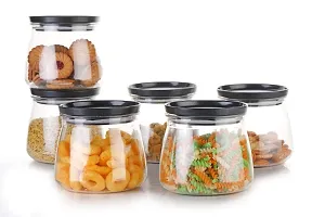 GRECY MATUKI Airtight Container Jar Set For Kitchen - 900ml Set Of 6 | Jar Set For Kitchen | Kitchen Organizer Container Set Items | Air Tight Containers For Kitchen Storage (BLACK)-thumb3