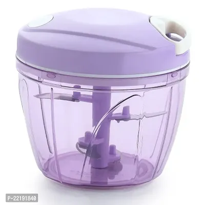 GRECY Handy Cutter Manual | Large Plastic Vegetable, Fruit Nut, Chilly Chopper | Salad Maker, Meat Grinder Mixer | Fruit, Onion Cutter | with 4 Stainless Steel Blades, 750ml (Purple)