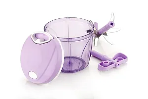 GRECY Vegetable Chopper XL (950ML), Cutter, Whisking Set with Storage Lid for Kitchen; 6 SS Blades + Whisker Blade for Egg Beater (950 ml, Purple, XL)-thumb3