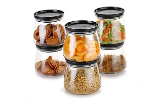 GRECY MATUKI Airtight Container Jar Set For Kitchen - 900ml Set Of 6 | Jar Set For Kitchen | Kitchen Organizer Container Set Items | Air Tight Containers For Kitchen Storage (BLACK)-thumb1
