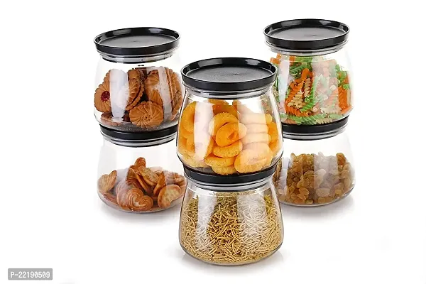 GRECY MATUKI Airtight Container Jar Set For Kitchen - 900ml Set Of 6 | Jar Set For Kitchen | Kitchen Organizer Container Set Items | Air Tight Containers For Kitchen Storage (BLACK)-thumb2