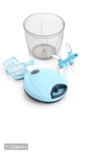 GRECY Vegetable Chopper XL (950ML), Cutter, Whisking Set with Storage Lid for Kitchen; 5 SS Blades + Whisker Blade for Egg Beater (950 ml, Sky Blue, XL)-thumb4