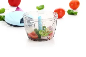 GRECY Handy Cutter Manual | Large Plastic Vegetable, Fruit Nut, Chilly Chopper | Salad Maker, Meat Grinder Mixer | Fruit, Onion Cutter | with 4 Stainless Steel Blades, 750ml (Sky Blue)-thumb3