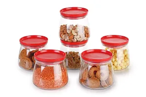 GRECY MATUKI Airtight Container Jar Set For Kitchen - 900ml Set Of 6 | Jar Set For Kitchen | Kitchen Organizer Container Set Items | Air Tight Containers For Kitchen Storage (RED)-thumb2